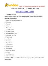 Đề kiểm tra 1 tiết số 3 môn Tiếng Anh Khối 10 - Năm học 2018-2019